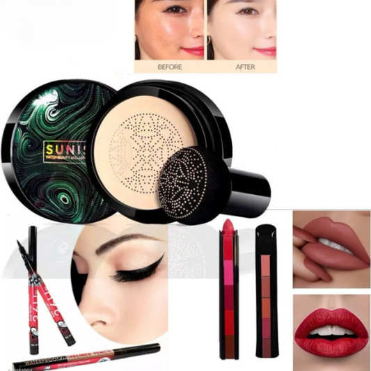 3 In 1 Makeup Deal Sunisa Foundation +yanqina 36h Liner + 5 In 1 Lipstick Pen (random Shades)