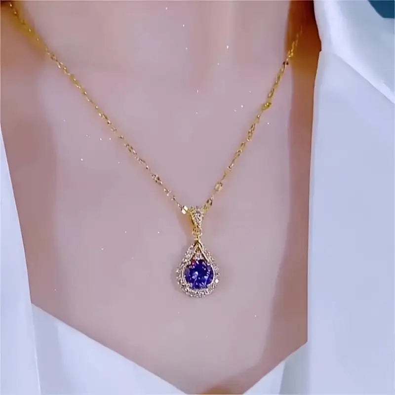 Dazzling Purple Droplet Pendant Necklace