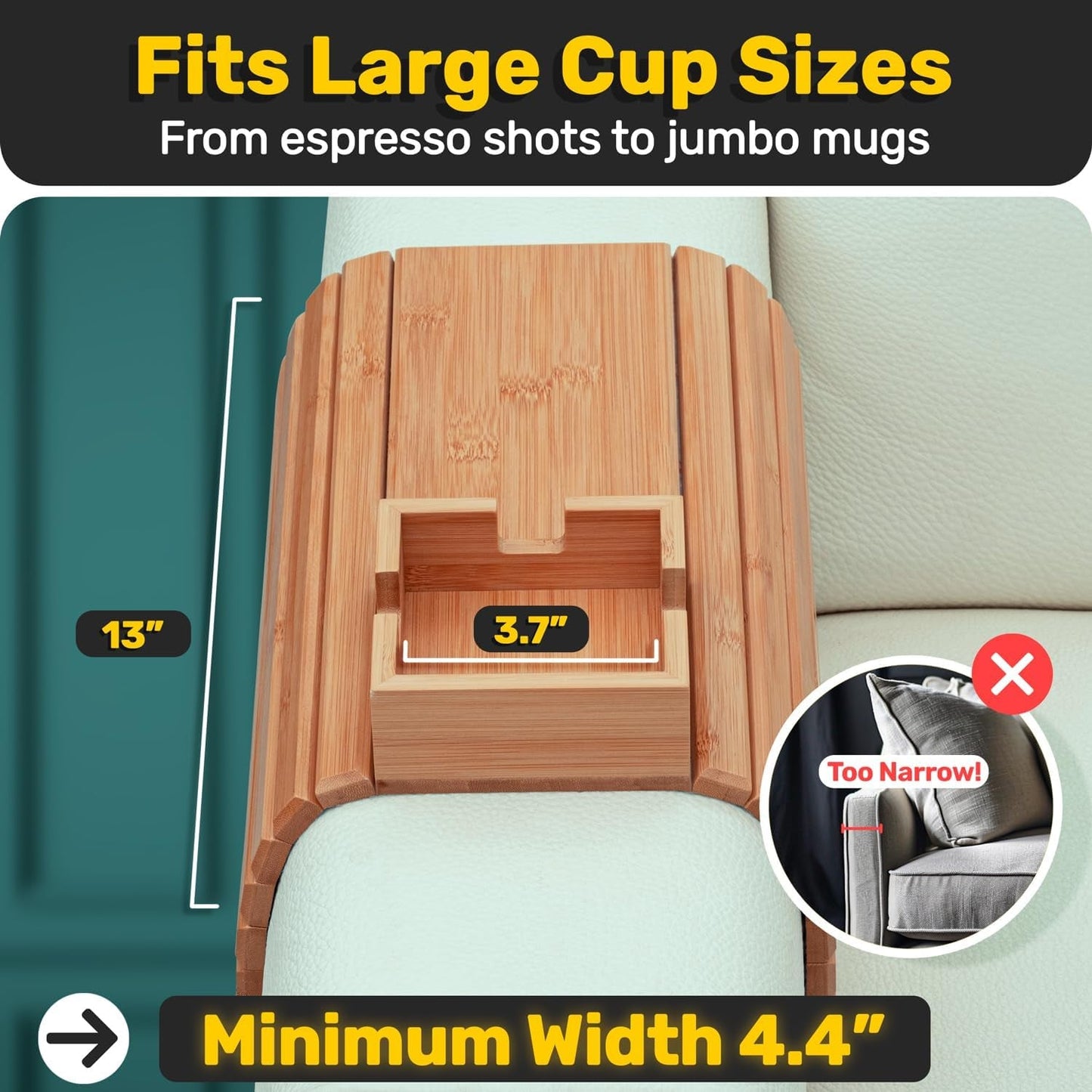 Bamboo Cup Holder Foldable Tray