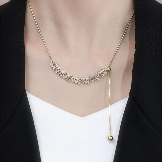 Zircon Wheat Pendant Necklace